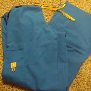 Blue wonder wink scrub pants